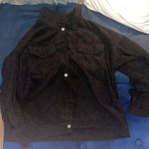 Drop Shoulder Flap Pocket Corduroy Jacket